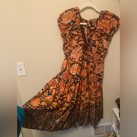 By Anthropologie Printed V-Neck Babydoll Dress - Picture 6 of 7